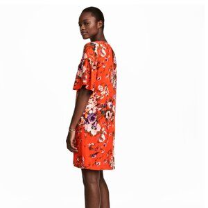 H&M Ruffle Sleeved Red Floral Dress size 10